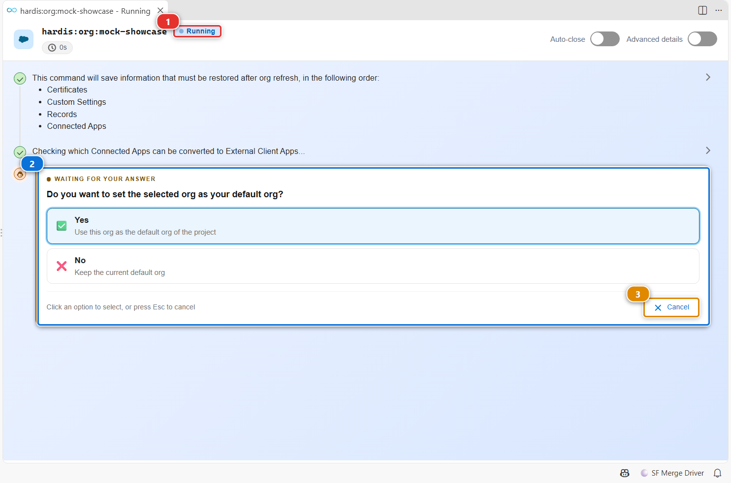 A question asked by a command