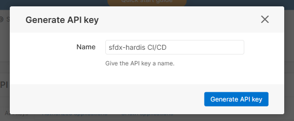Generate API key dialog of Aha!