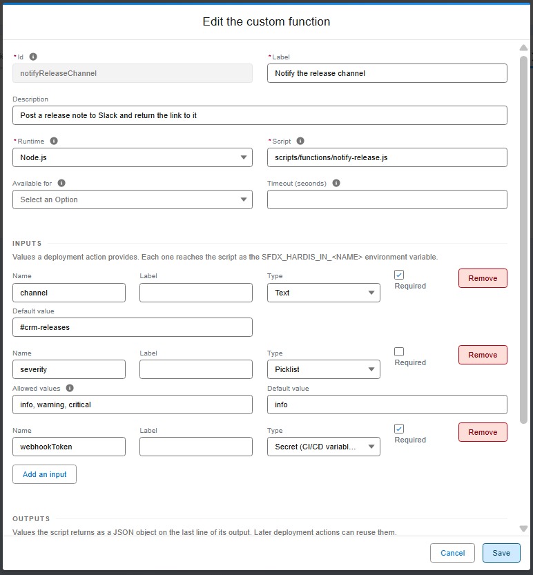 Editor of a custom function