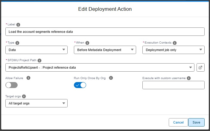 Data deployment action