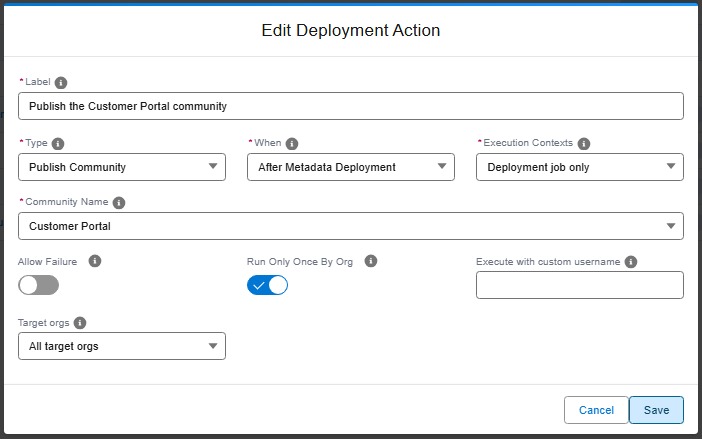 Publish community deployment action
