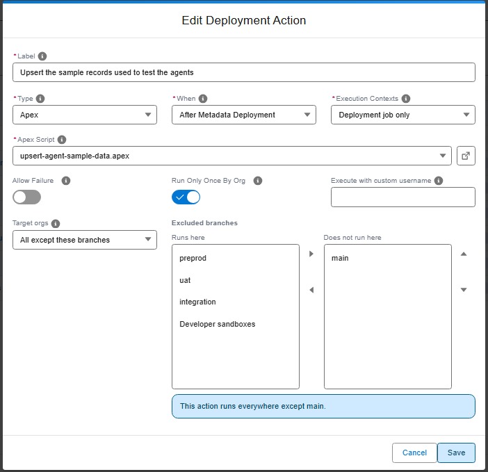 Deployment action running everywhere except main